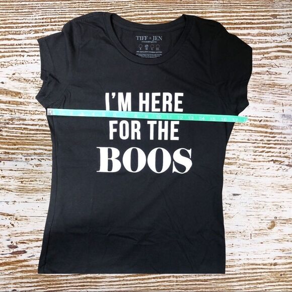 Tiff +Jen Halloween Black Short Sleeve “ I’m Here for the Booz” T-Shirt - Picture 5 of 5